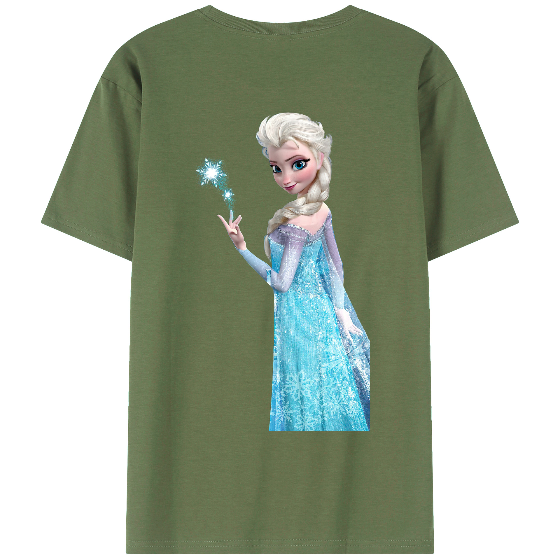 （画像用） アナと雪の女王 アンナ エルサ Frozen Anna Elsa 綿100％ メンズ半袖Tシャツ（バックプリント） 通気性